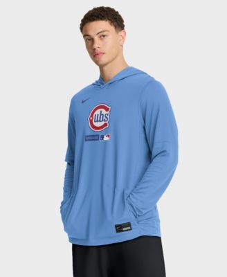Men's Light Blue Chicago Cubs Authentic Collection Dri-FIT Long Sleeve Hooded T-Shirt