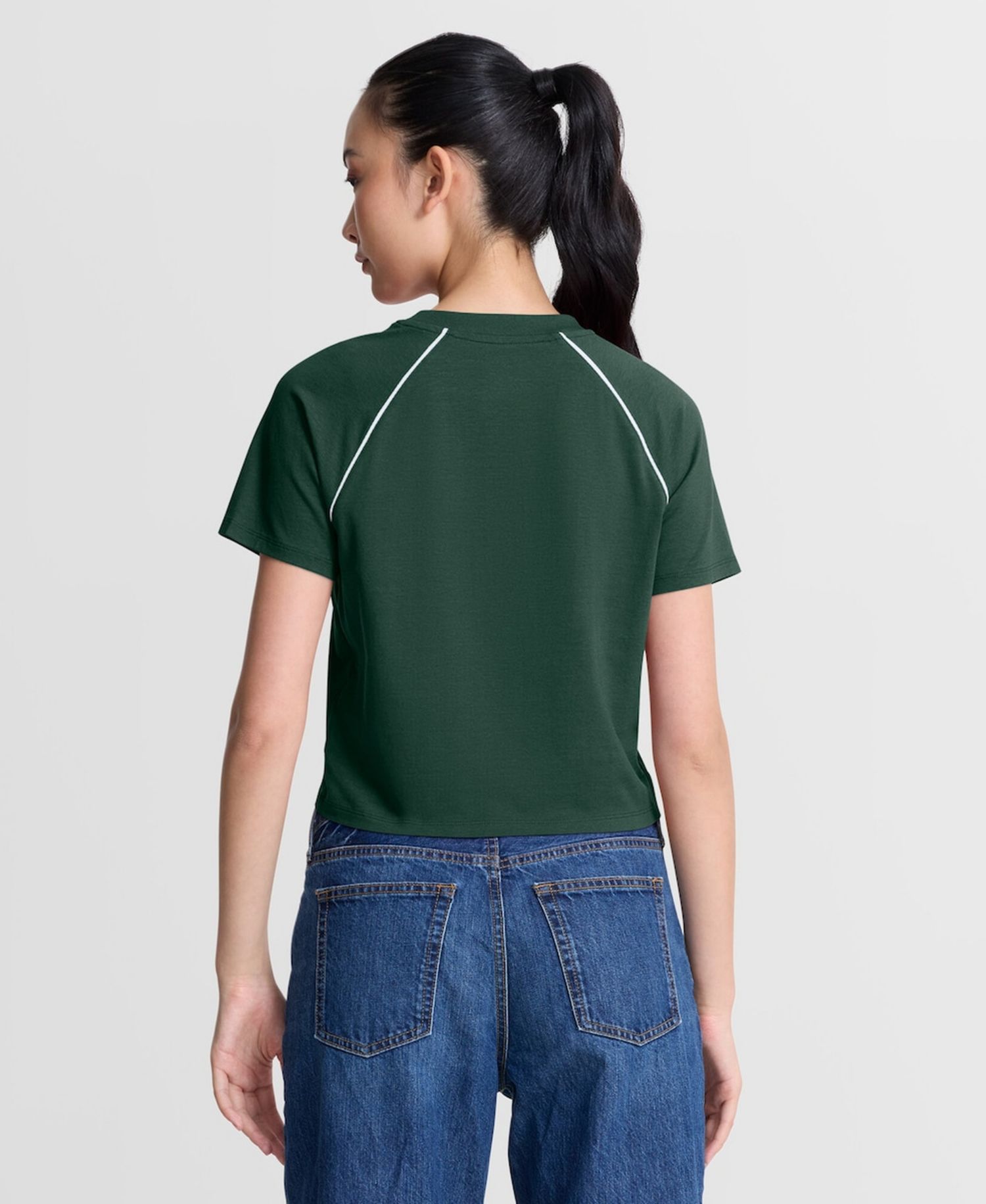 Women's Green Green Bay Packers Offensive Scheme Raglan Tri-Blend Cropped Top
