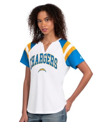 Women's White Los Angeles Chargers Game On Notch Neck T-Shirt