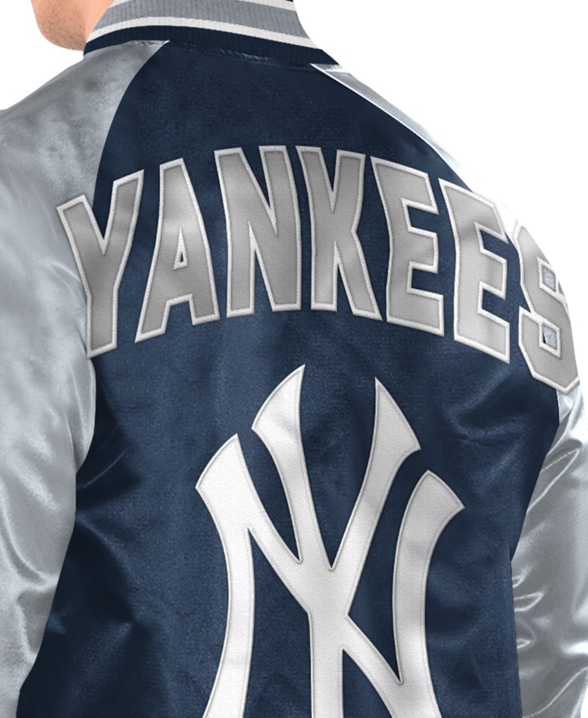 Starter Men's Navy/Gray New York Yankees Raglan Blitz Varsity Jacket