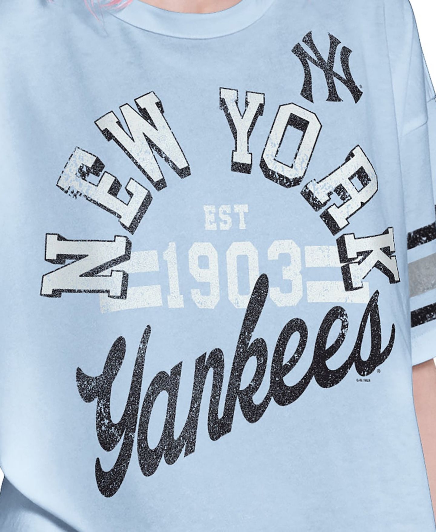 Женская футболка Starter Light Blue New York Yankees Cropped Hurry Up Offense — фото 3