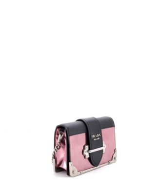 Pre-Owned Prada Small Cahier Chain Crossbody Bag Metallic Leather