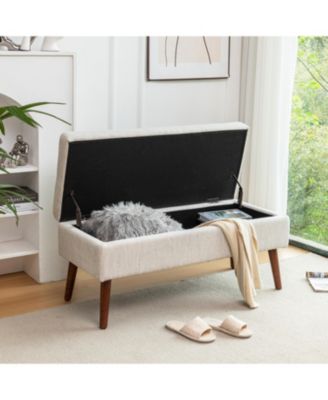 Tufted Storage Ottoman Bench with Safety Hinge