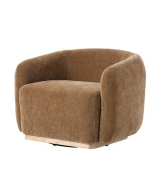 Berklie Modern Boucle Chenille Swivel Armchair with Solid Wood Base