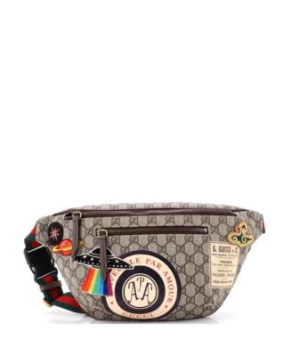 Courrier Zip Belt Bag GG Coated Canvas with Applique