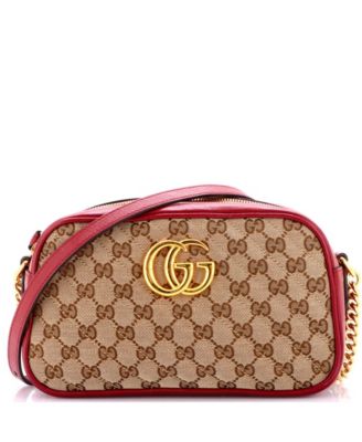 Small GG Marmont Shoulder Bag Diagonal Quilted GG Canvas with Leather