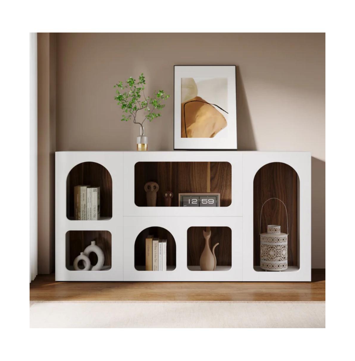 Slickblue Sofa Console Table with Storage Shelves, Wooden Entryway Organizer Table