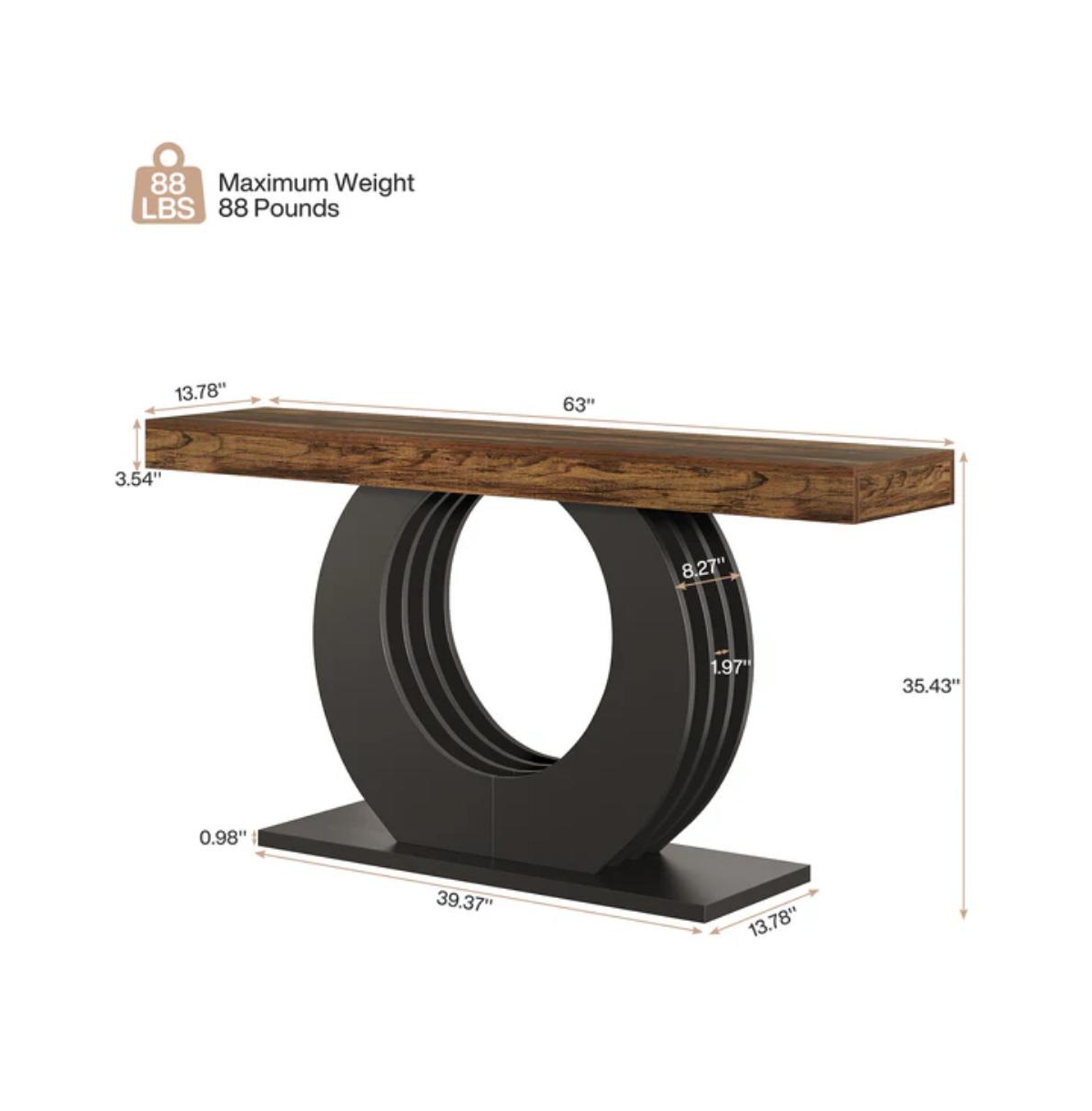 Slickblue Rustic Console Table with Round Base for Hallway, Entryway and Sofa Side Use