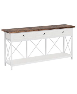 Sofa Foyer Console Table with 3 Drawers and Open Storage Shelf for Home Organization