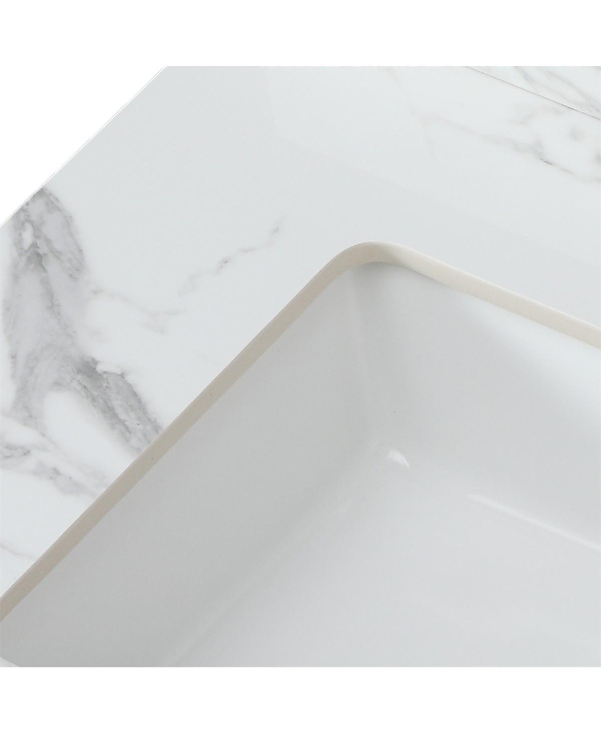 Sillysis 31/37/43/49 Inch Sintered Stone Bathroom Vanity Top with Ceramic Sink, 4 Inch Backsplash, 3 Faucet Holes