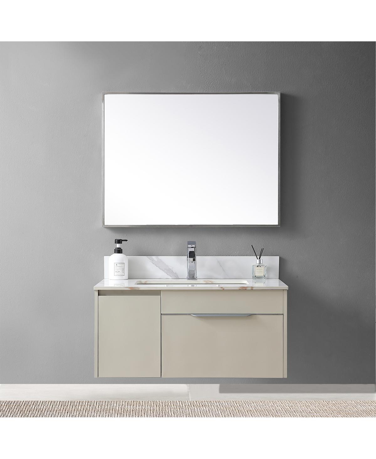 Sillysis Sintered Stone Vanity Top with Backsplash, Rectangular Undermount Sink, Pre-Drilled Faucet Hole