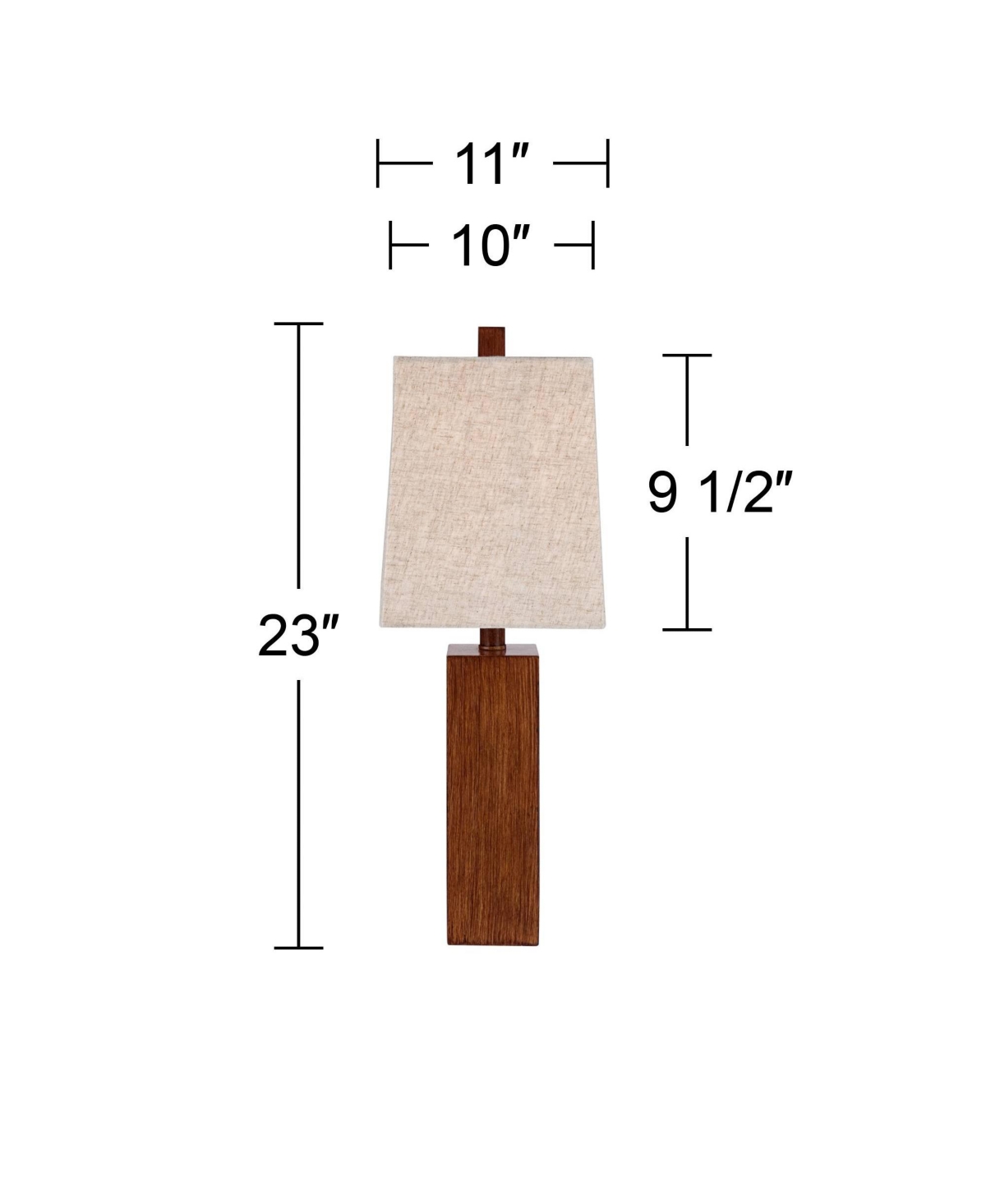 360 Lighting Modern Rustic Accent Table Lamps 23" High Set of 2 Faux Wood Rectangular Block Fabric Shade for Bedroom Living Room House Home