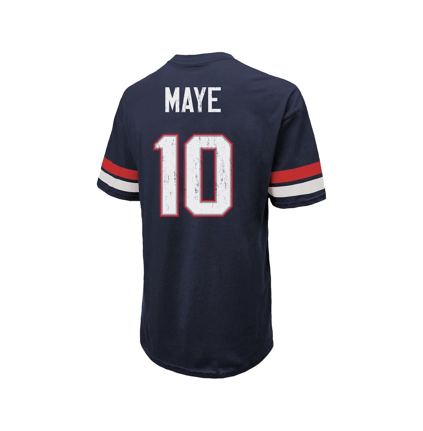 Мужская футболка Majestic Threads Drake Maye Navy New England Patriots Oversized — фото 2