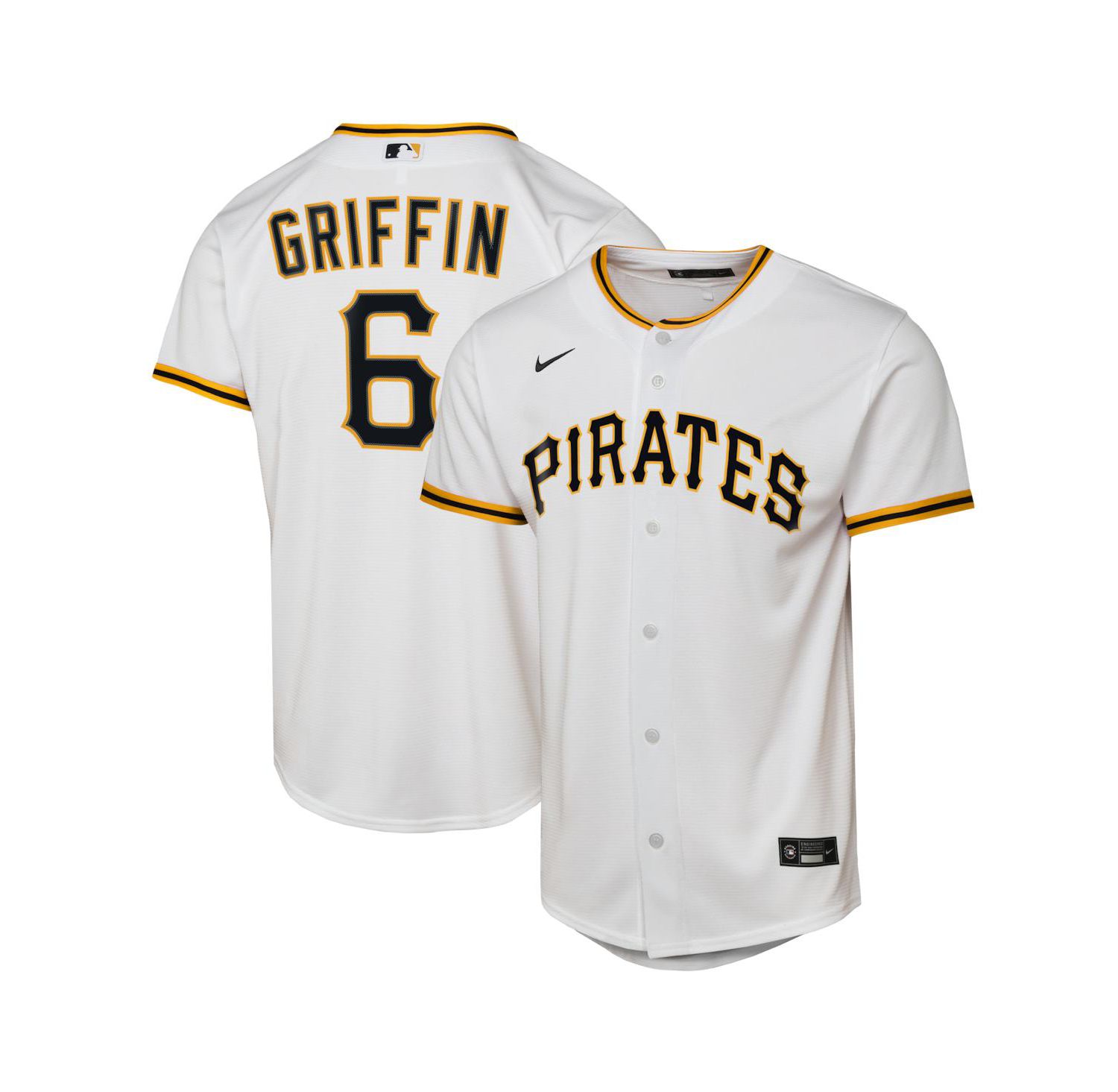 Big Boys and Girls Konnor Griffin White Pittsburgh Pirates Home Replica Jersey