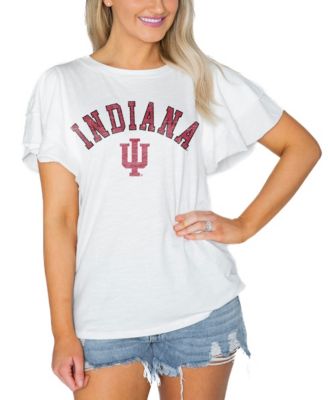 Women's White Indiana Hoosiers Arch Logo Flutter Sleeve Lightweight T-Shirt