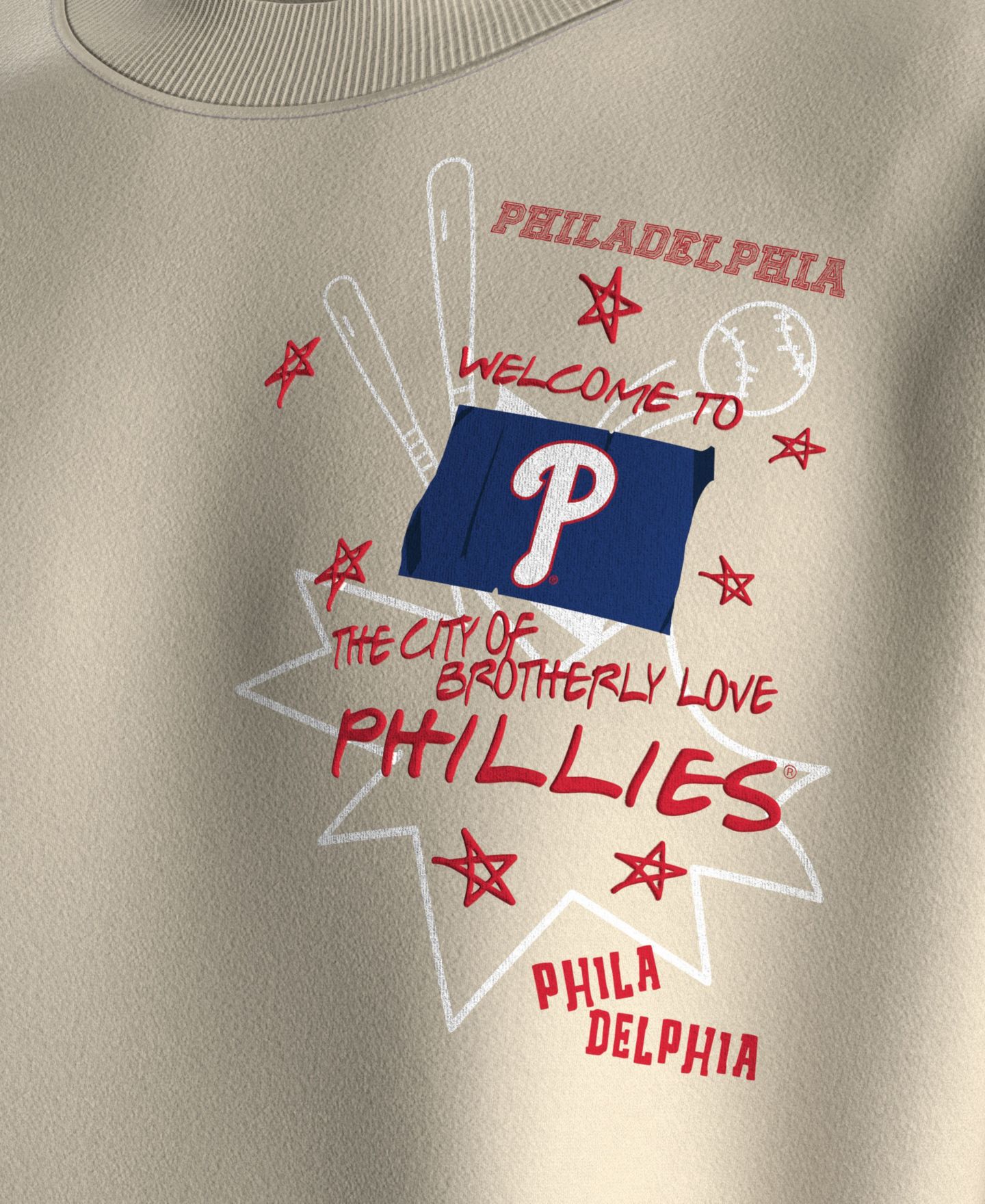 Женская толстовка Fanatics Beige Philadelphia Phillies Graffiti Fleece — фото 3