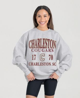 Women's Ash Charleston Cougars Premium Fleece Pullover Sweatshirt