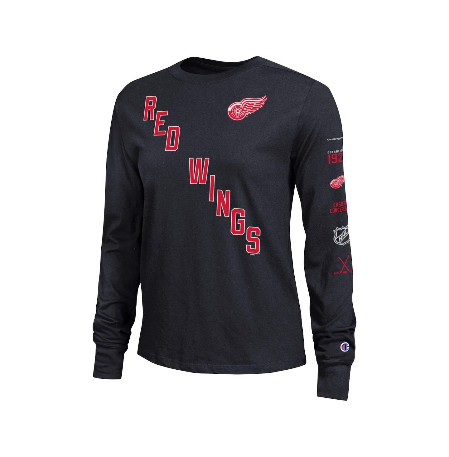 Женская футболка Champion Black Detroit Red Wings 2-Hit Long Sleeve — фото 3