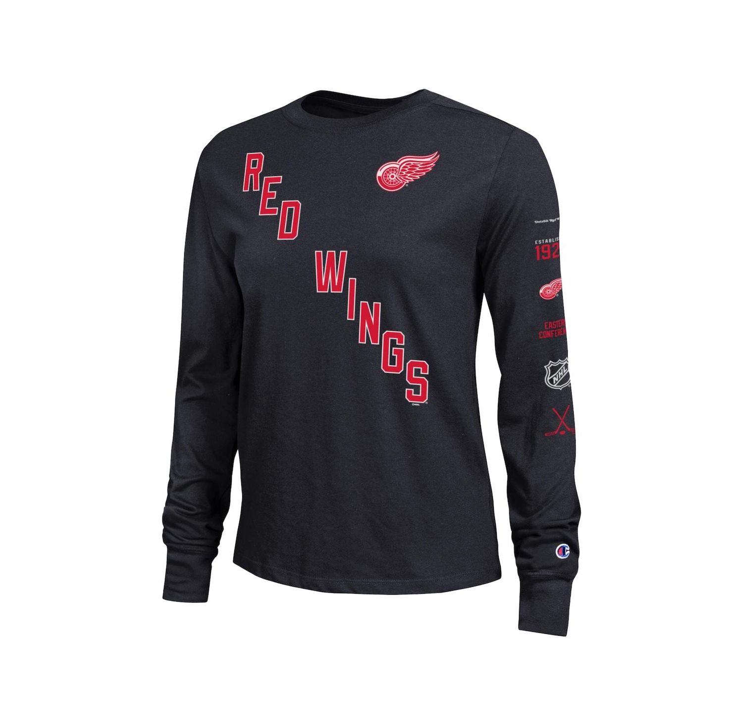 Women's Black Detroit Red Wings 2-Hit Long Sleeve T-Shirt