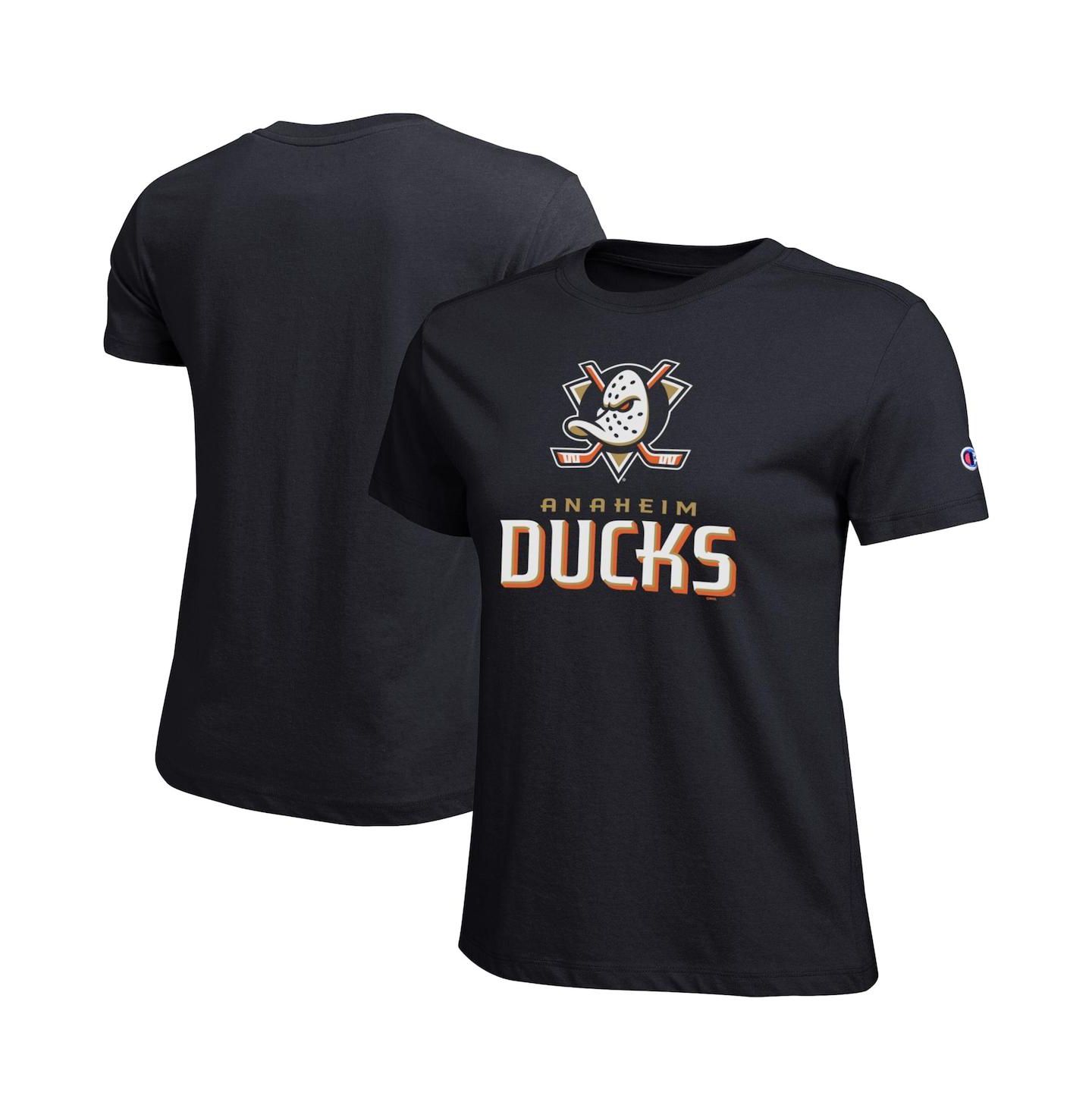 Женская футболка Champion Black Anaheim Ducks Wordmark Lockup — фото 1