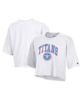 Women's White Tennessee Titans Boyfriend Cropped T-Shirt