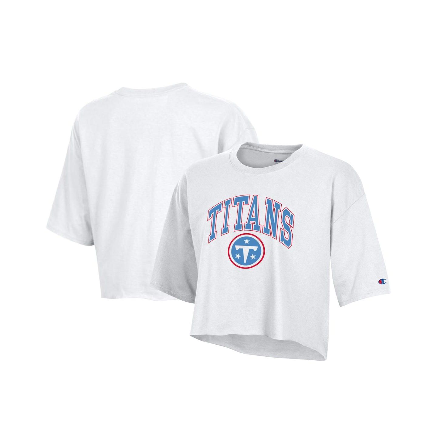 Женская футболка Champion White Tennessee Titans Boyfriend Cropped — фото 1