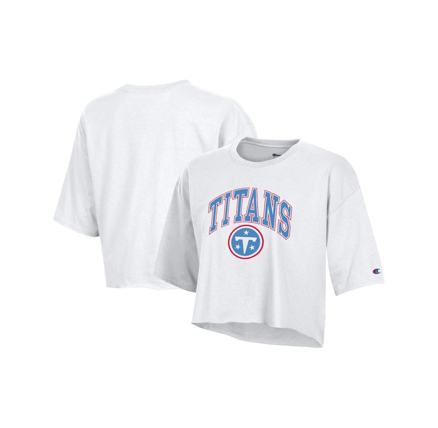 Women's White Tennessee Titans Boyfriend Cropped T-Shirt