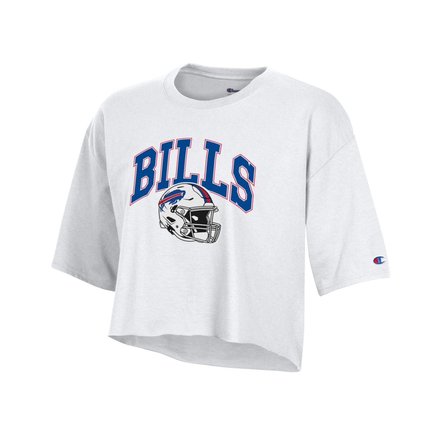 Женская футболка Champion White Buffalo Bills Boyfriend Cropped — фото 3