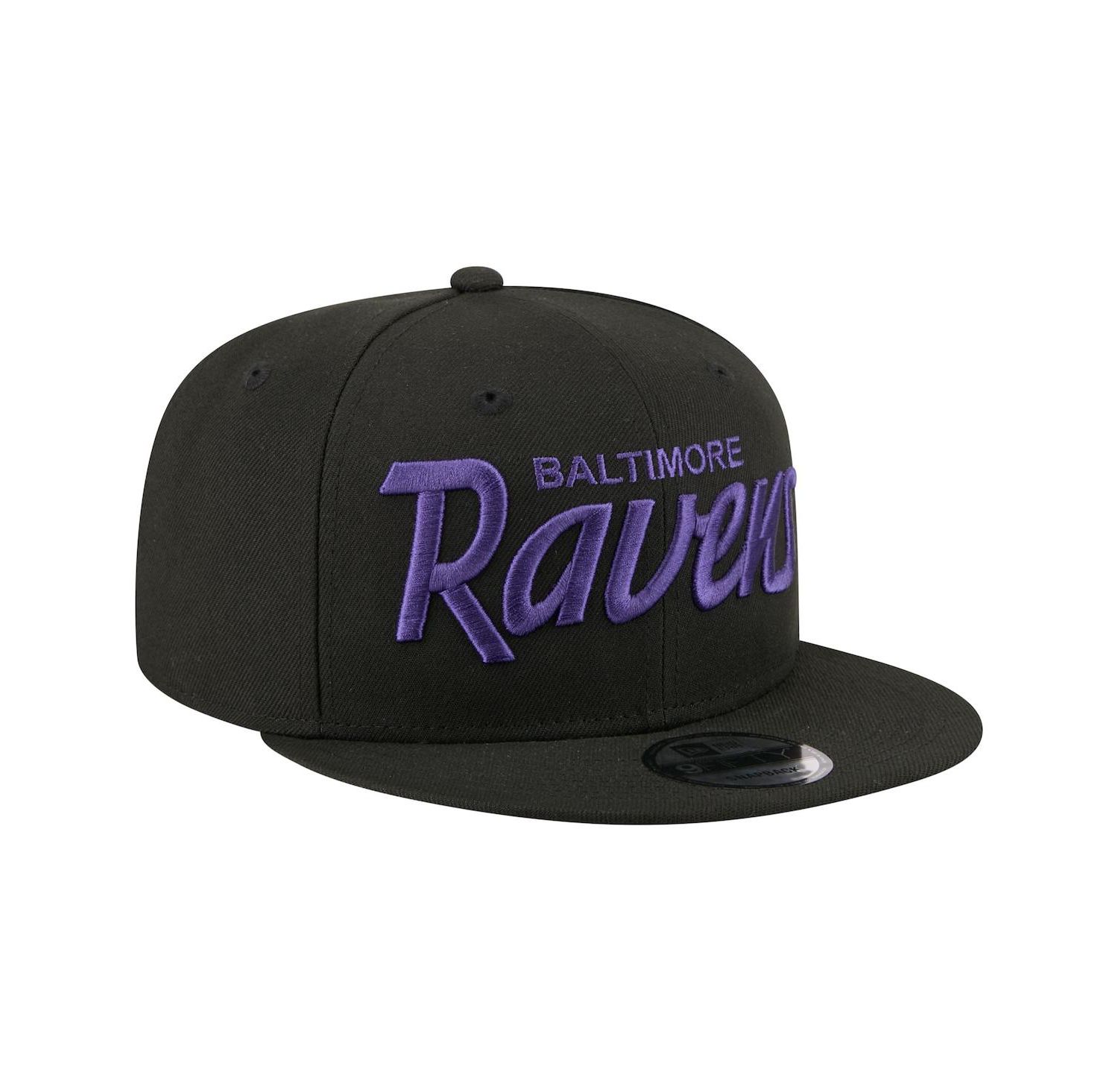 Men's Black Baltimore Ravens Core Team Script 9FIFTY Snapback Hat