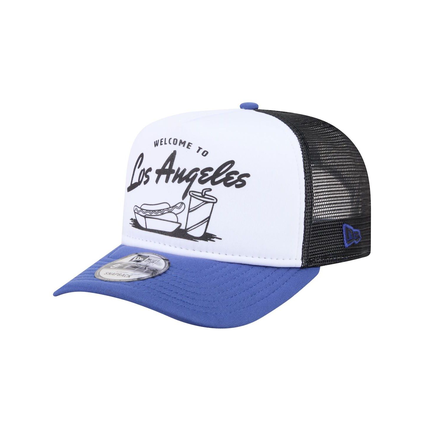 Мужская кепка New Era White/Royal Los Angeles Dodgers Foodie A-Frame 9FIFTY Trucker Snapback Hat — фото 4