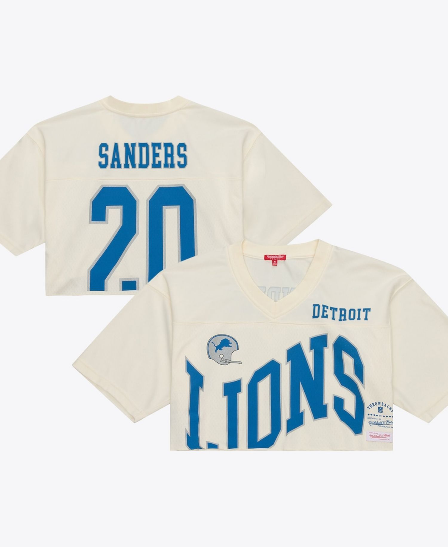 Women's Barry Sanders Cream Detroit Lions Retired Player Cropped Fashion Jersey