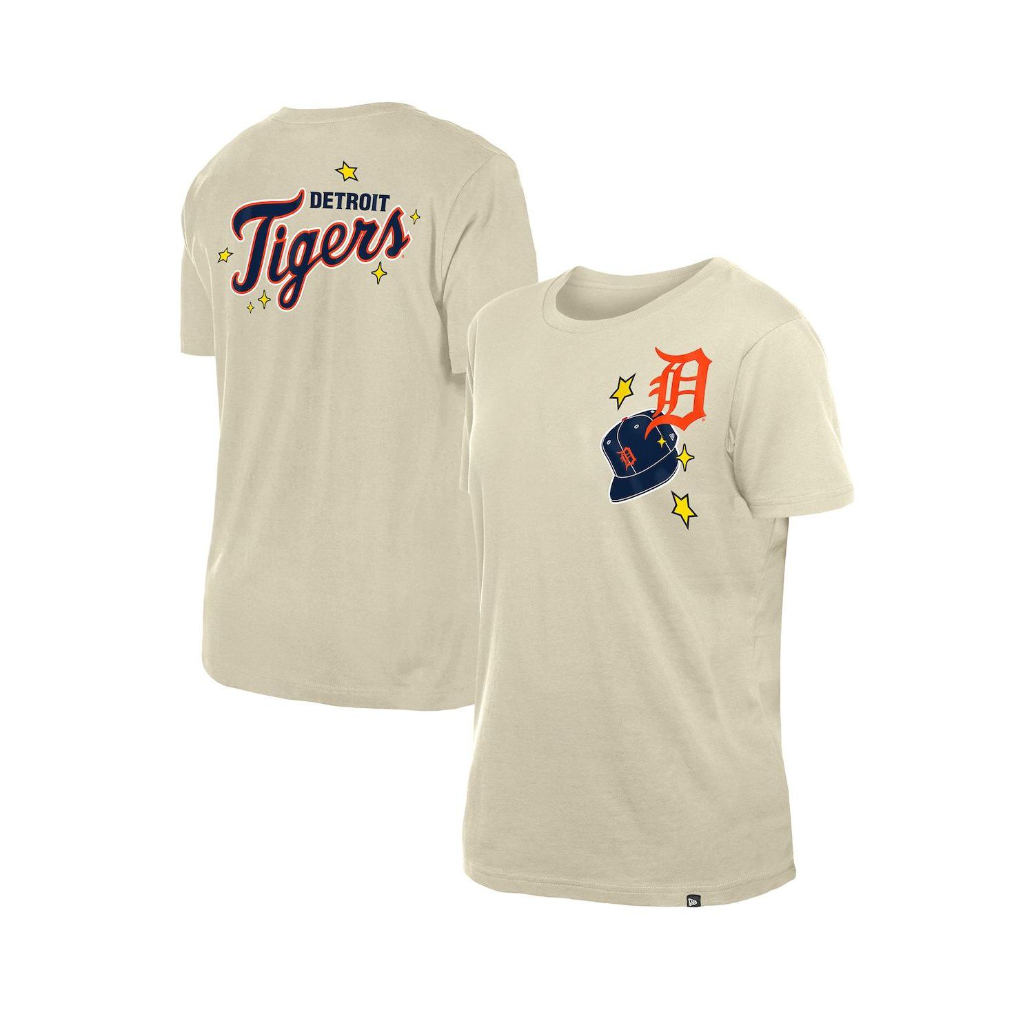 Women's Cream Detroit Tigers Stars Cap T-Shirt