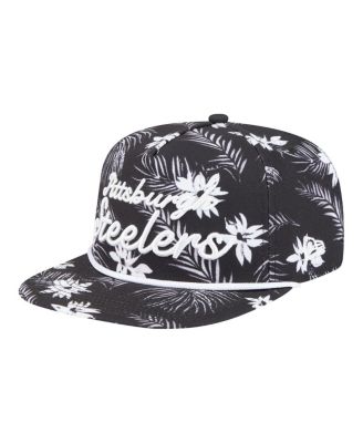 Men's Black Pittsburgh Steelers Palm Print A-Frame 9FIFTY Snapback Hat