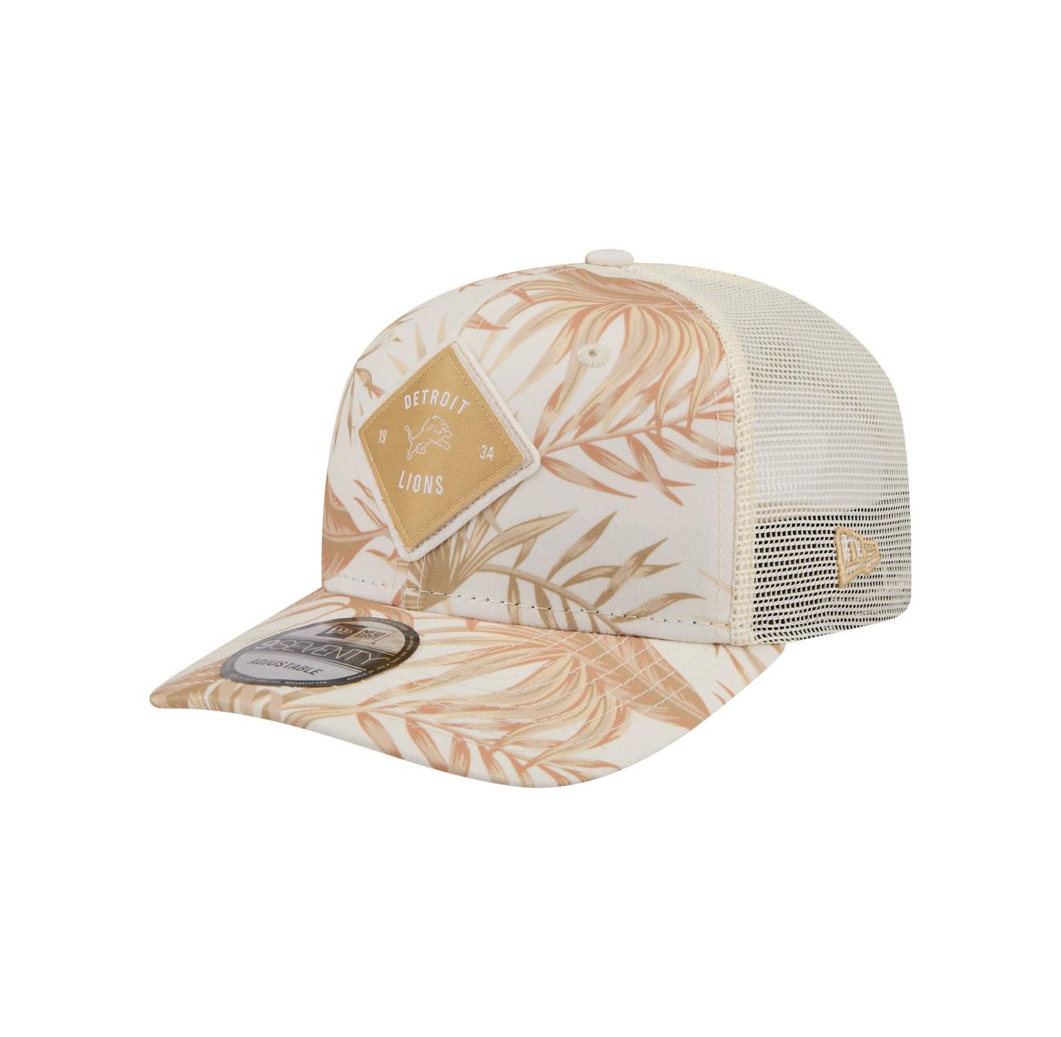 Men's Tan Detroit Lions Tonal Palm COOLERA 9SEVENTY Adjustable Trucker Hat