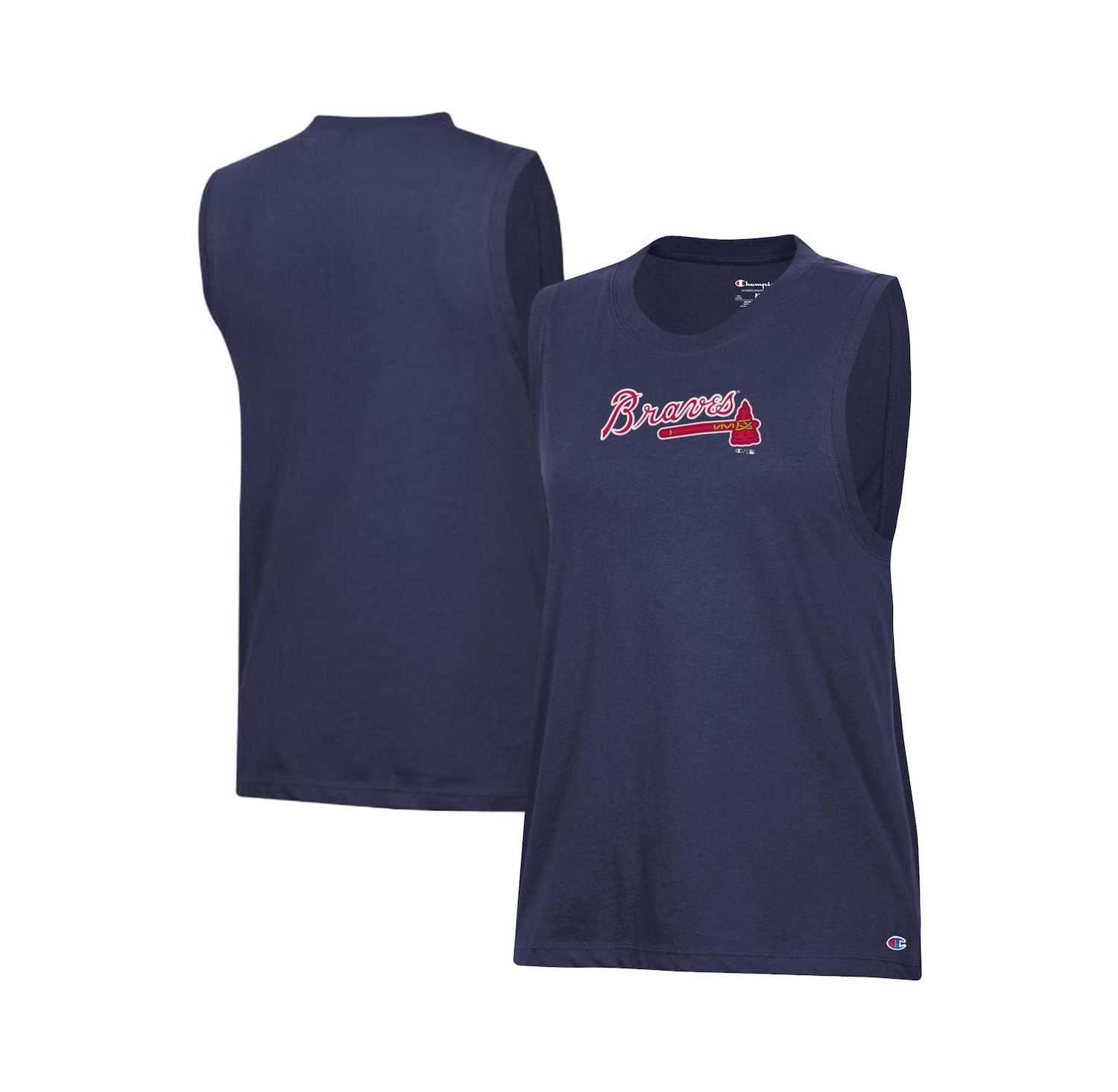 Women's Navy Atlanta Braves Muscle Tank Top