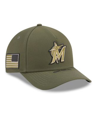 Big Boys and Girls Olive Miami Marlins 2026 Armed Forces Day 9FORTY M-Crown Adjustable Hat