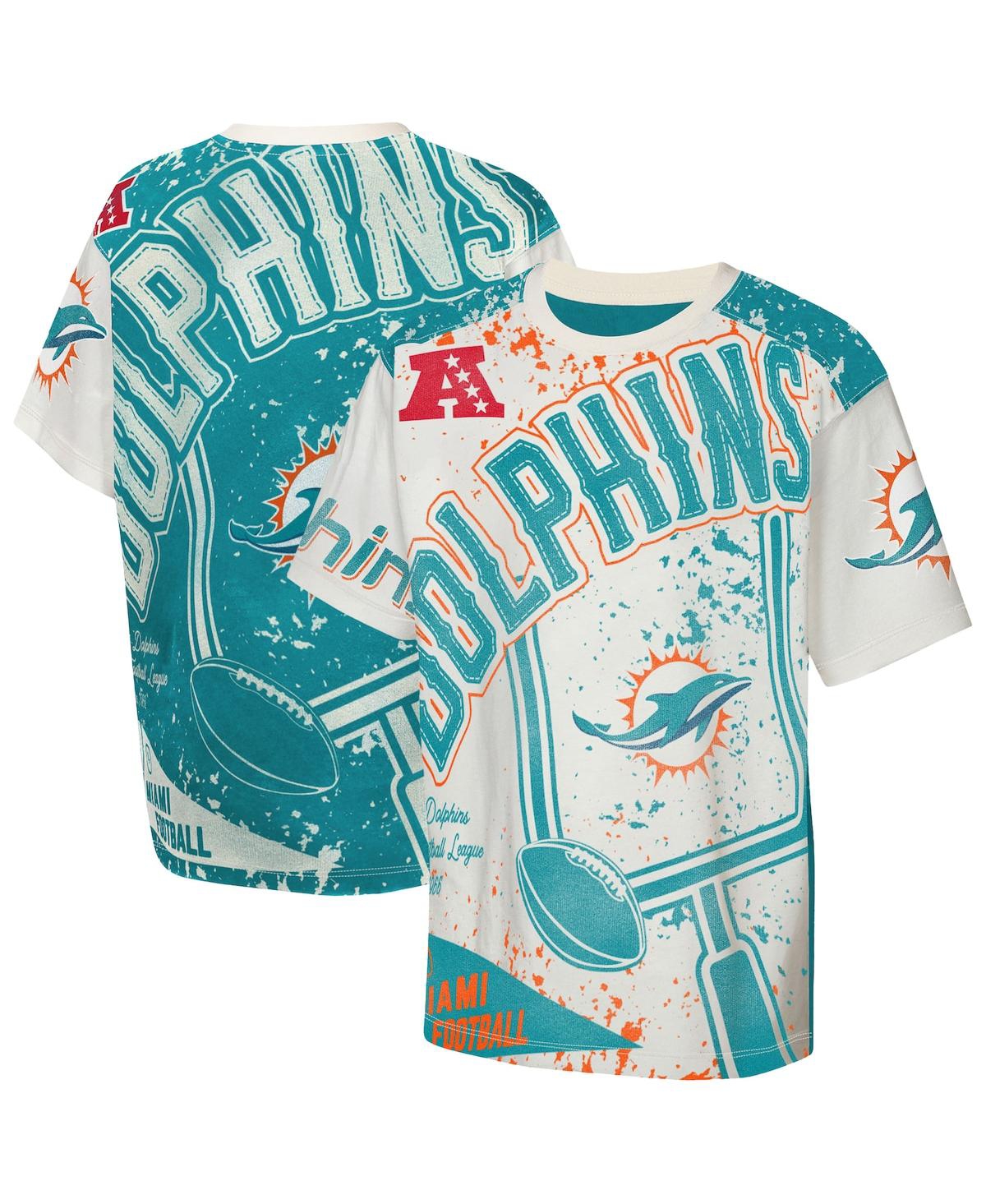 Outerstuff Big Boys and Girls Cream Miami Dolphins Top Player T-Shirt