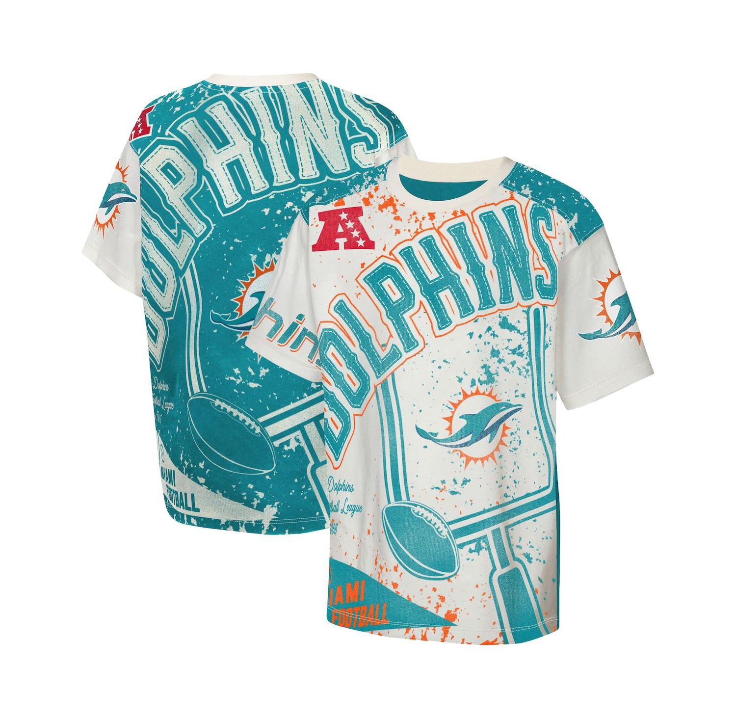 Big Boys and Girls Cream Miami Dolphins Top Player T-Shirt