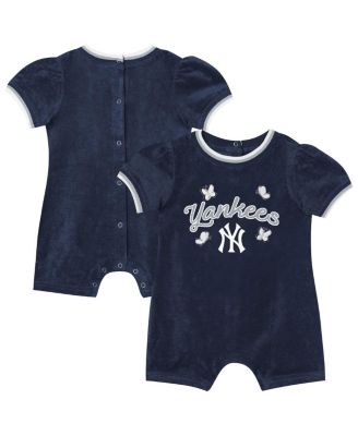 Baby Girls Navy New York Yankees Wind-Up Coverall Shorts