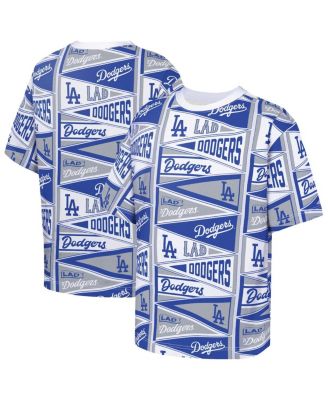 Big Boys and Girls Blue Los Angeles Dodgers All-Over Pennant T-Shirt