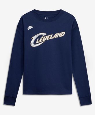 Big Boys and Girls Navy Cleveland Cavaliers Hardwood Classics Essential Logo Max90 Long Sleeve T-Shirt