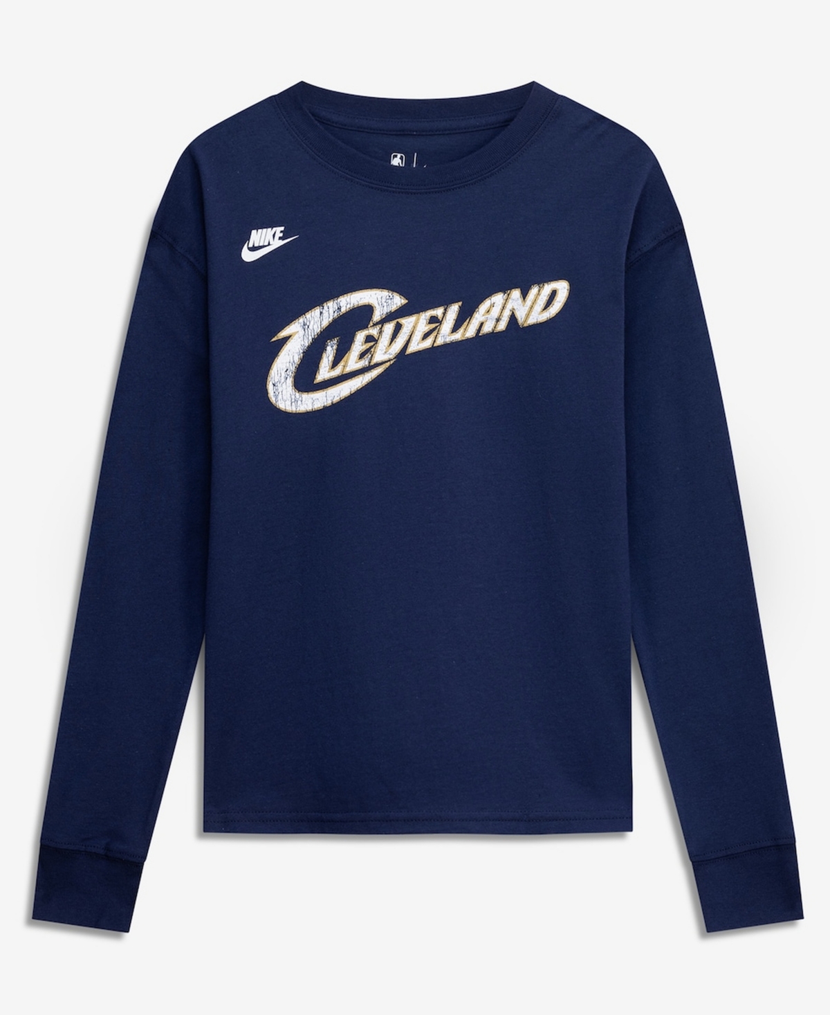 Nike Big Boys and Girls Navy Cleveland Cavaliers Hardwood Classics Essential Logo Max90 Long Sleeve T-Shirt