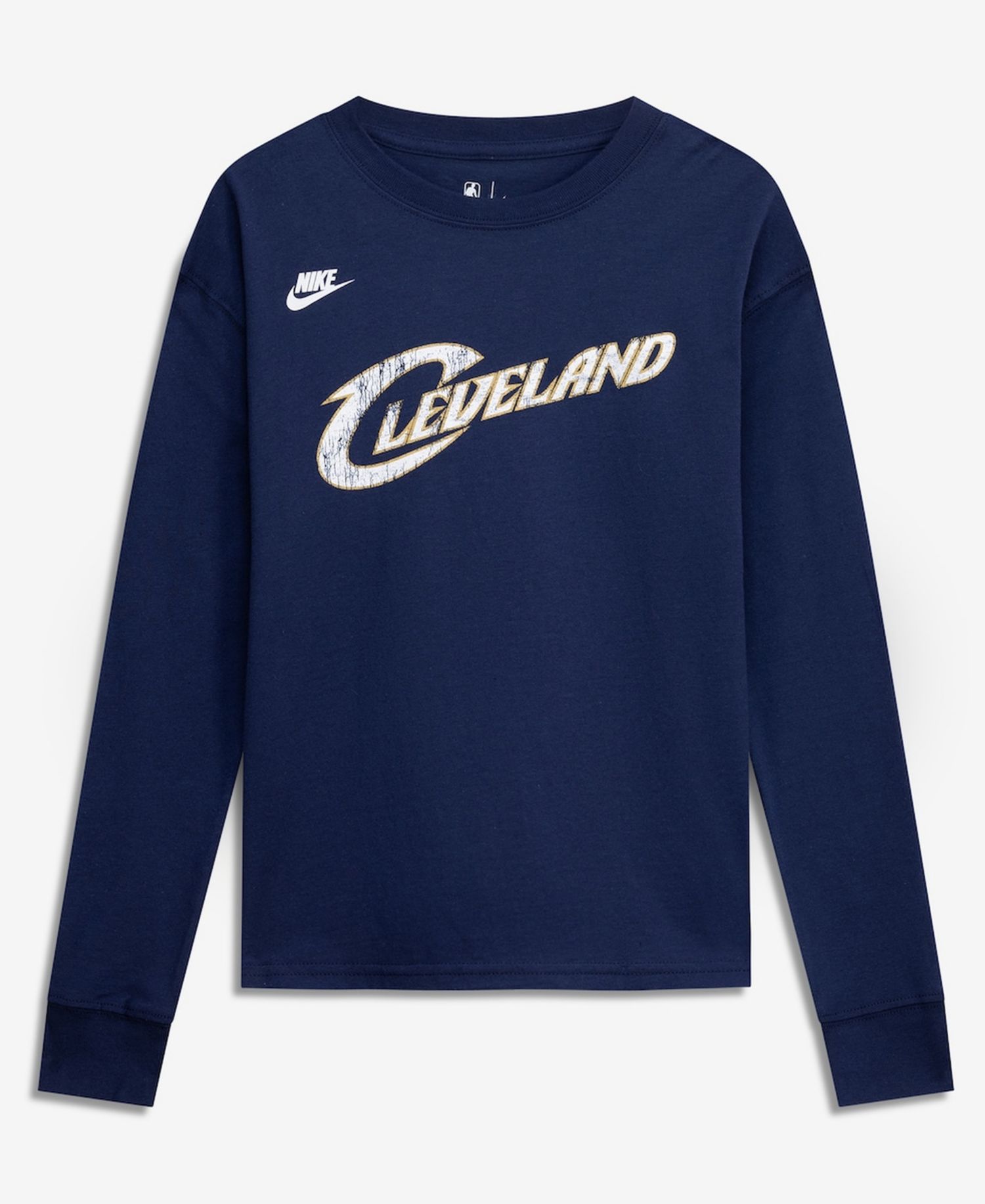 Big Boys and Girls Navy Cleveland Cavaliers Hardwood Classics Essential Logo Max90 Long Sleeve T-Shirt