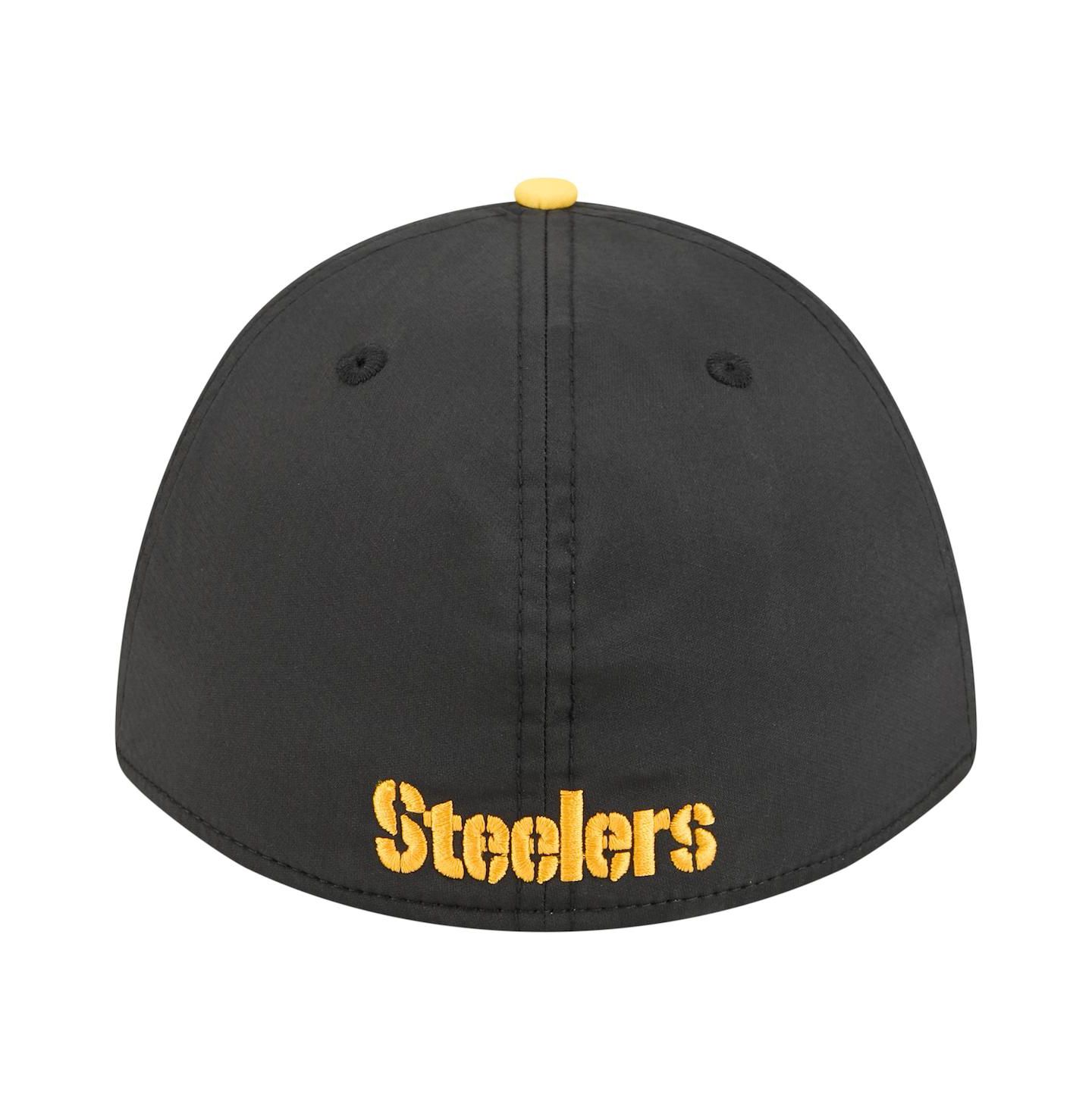 Мужская кепка New Era Black/Gold Pittsburgh Steelers Rope M-Crown A-Frame 39THIRTY Flex Hat — фото 2