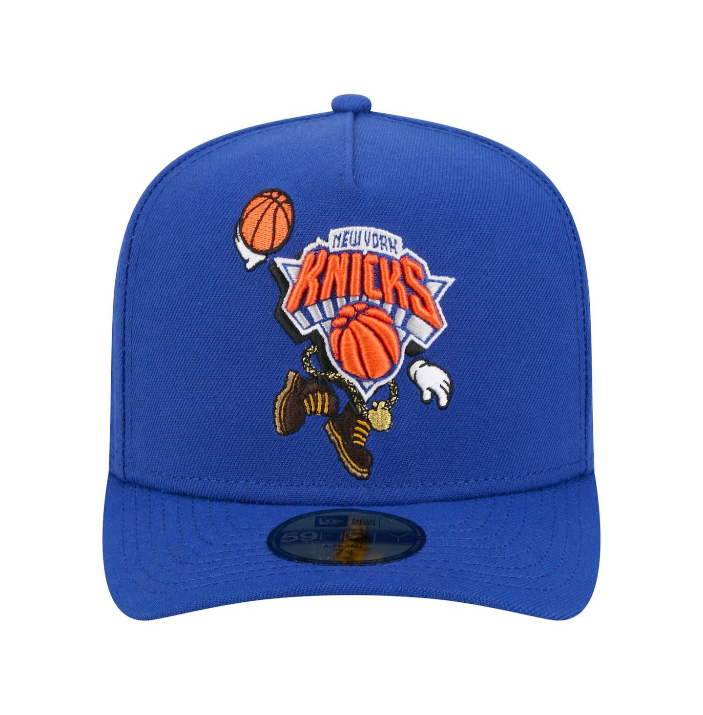 Мужская кепка New Era Blue New York Knicks Injection Cartoon Logo A-Frame 59FIFTY Fitted Hat — фото 4