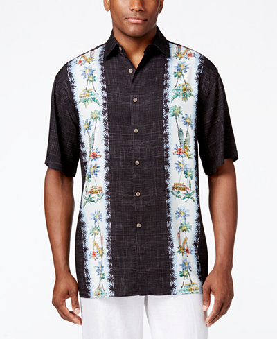 Campia Moda Men's Crosshatch Tropical-Print Short-Sleeve Shirt