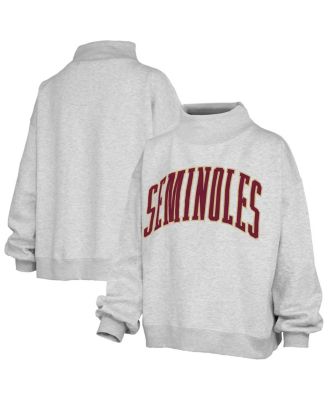 Women's Heather Gray Florida State Seminoles Oversized Nelson Mock Neck Sweatshirt
