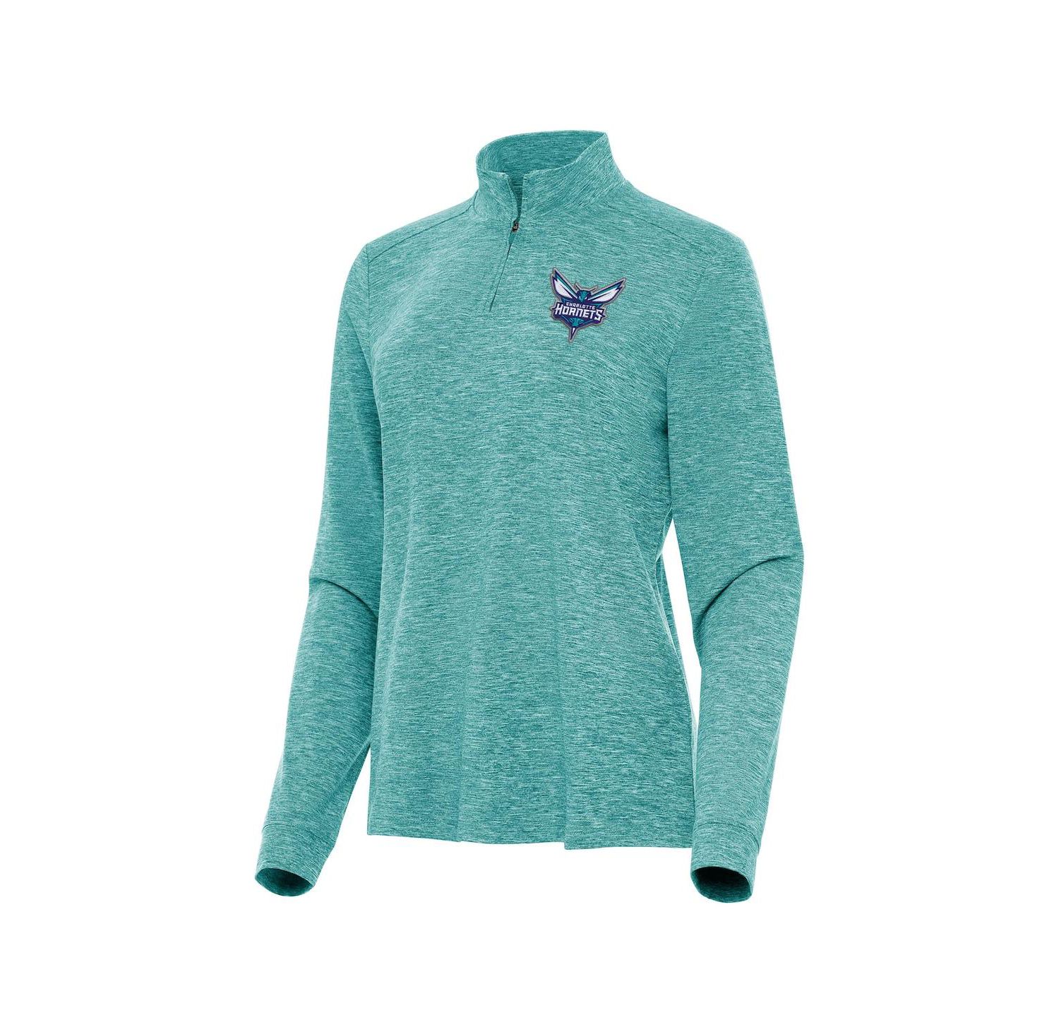 Women's Heather Aqua Charlotte Hornets Mentor Quarter-Zip Mock Long Sleeve Top