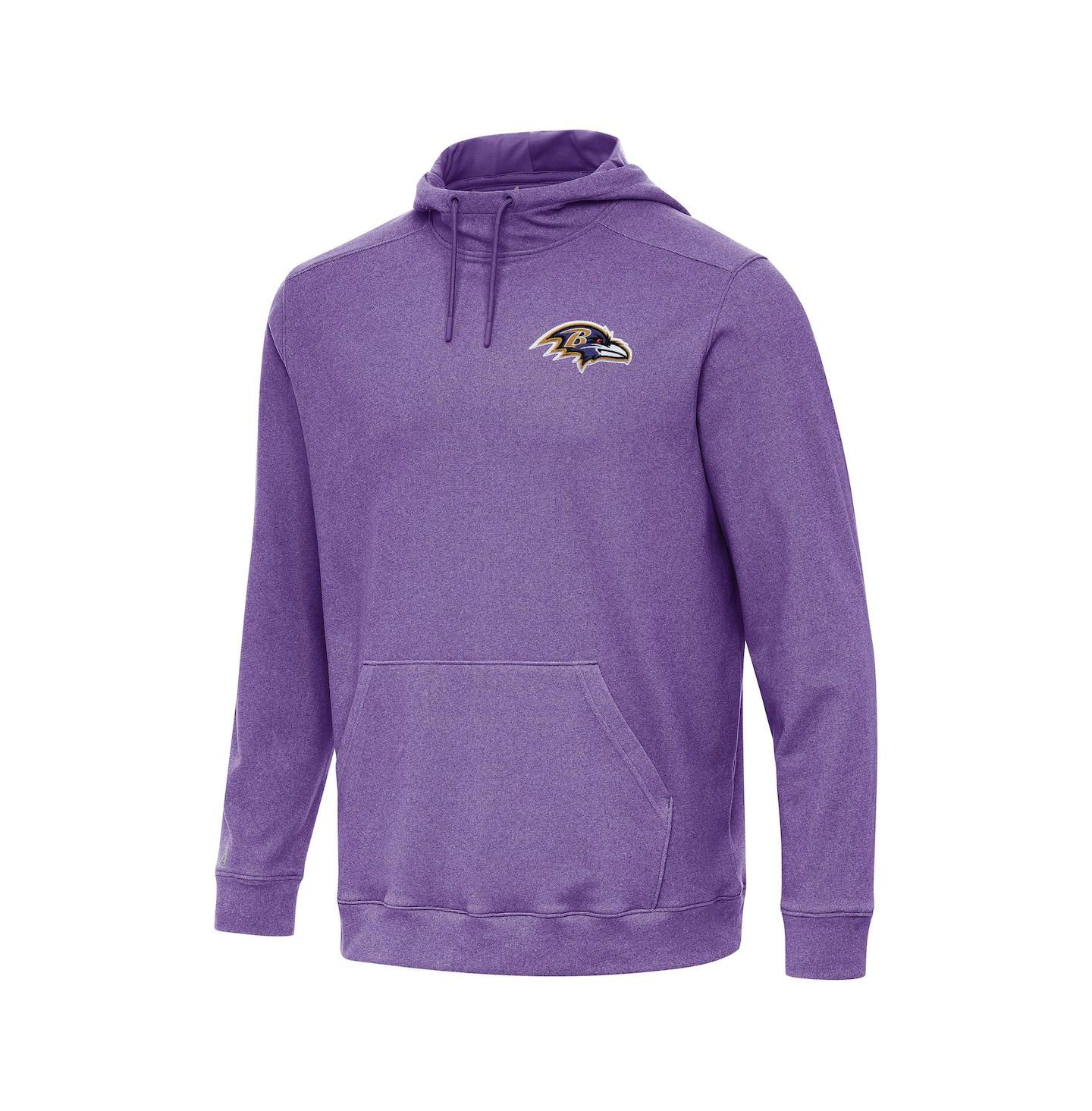 Мужское худи Antigua Heather Purple Baltimore Ravens Cloud Pullover — фото 1