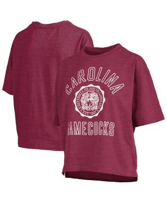 Women's Garnet South Carolina Gamecocks Motley Crew Bishop Waist Length Oversized Slub T-Shirt
